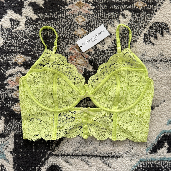 For Love & Lemons Mint Lime Green Creamsicle Lace Underwire Bra Bustier 36C - Picture 2 of 7